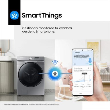 LAVASECA SAMSUNG 20 KG FRONTAL 12 KG AI CONTROL SMARTTHINGS ECOBUBBLE HYGIENE STEAM CARGA WD20T6000GP/PE - 8