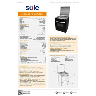 COCINA DE PIE GLP SOLE 4 QUEMADORES COSOL038 - 9