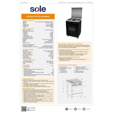 COCINA DE PIE GLP SOLE 4 QUEMADORES COSOL039 - 11
