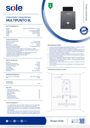 CALENTADOR DE PARED SOLE CONTROL TOTAL - 8