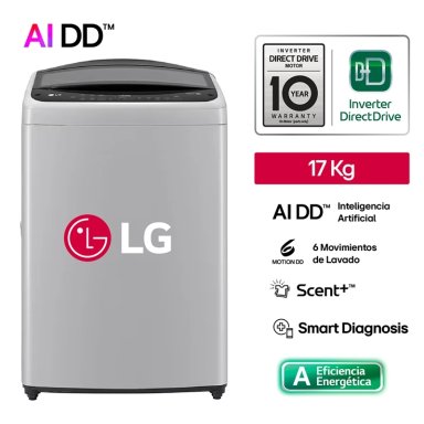 LAVADORA LG CARGA SUPERIOR 17KG WT17DV6T AI DD INTELIGENCIA ARTIFICIAL GRIS