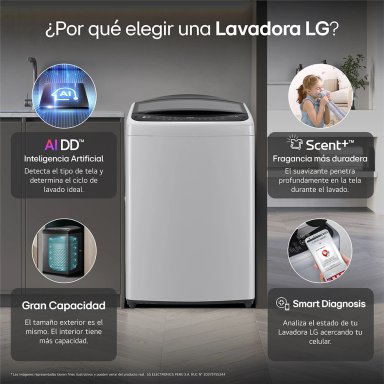 LAVADORA LG CARGA SUPERIOR 17KG WT17DV6T AI DD INTELIGENCIA ARTIFICIAL GRIS - 4