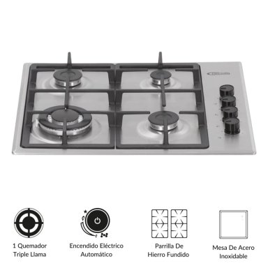 COCINA EMPOTRABLE A GAS KLIMATIC 4 QUEMADORES CEKT-600PRO - 2