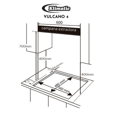 COCINA EMPOTRABLE A GAS KLIMATIC 4 QUEMADORES VULCANO 4 - 9