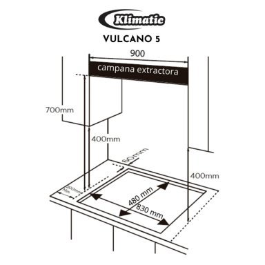 COCINA EMPOTRABLE A GAS KLIMATIC 5 QUEMADORES VULCANO 5 - 9