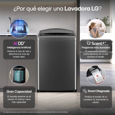 LAVADORA LG CARGA SUPERIOR 17 KG WT17BV6T AI DD INTELIGENCIA ARTIFICIAL NEGRO CLARO - 4