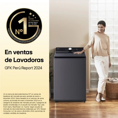 LAVADORA LG CARGA SUPERIOR 19 KG WT19BV6T AI DD INTELIGENCIA ARTIFICIAL NEGRO CLARO - 5