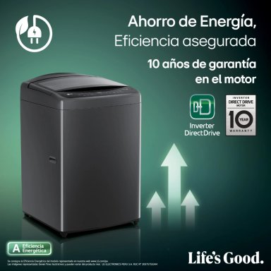 LAVADORA LG CARGA SUPERIOR 19 KG WT19BV6T AI DD INTELIGENCIA ARTIFICIAL NEGRO CLARO - 7