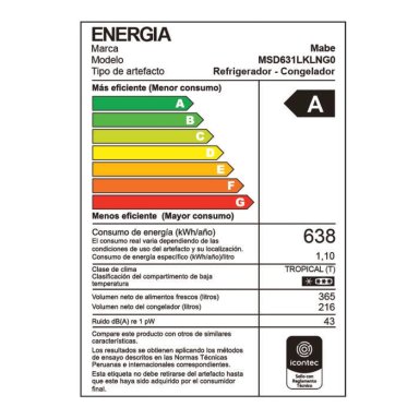 REFRIGERADORA MABE SIDE BY SIDE NO FROST MSD631LKLNG0 INVERTER 581 L NETOS BLACK GLASS - 9