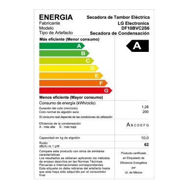 SECADORA LG CARGA FRONTAL 10 KG DF10BVC2S6 DUAL INVERTER HEAT PUMP NEGRO ACERO - 14
