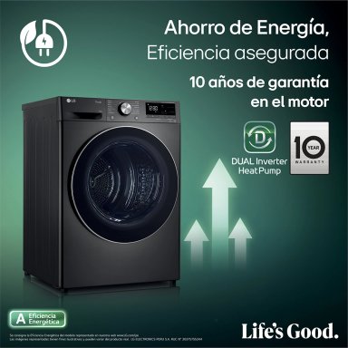SECADORA LG CARGA FRONTAL 10 KG DF10BVC2S6 DUAL INVERTER HEAT PUMP NEGRO ACERO - 6