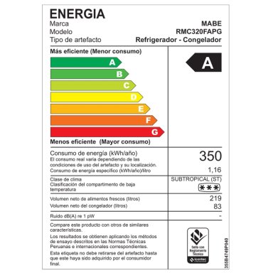 REFRIGERADORA MABE TOP FREEZER FROST RMC320FAPG 302 L - 9