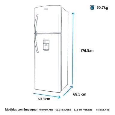 REFRIGERADORA MABE TOP FREEZER FROST RMC320FAPG 302 L - 10