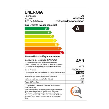 REFRIGERADORA LG SIDE BY SIDE NO FROST GS66SXN 617 L INSTAVIEW PLATEADO - 10