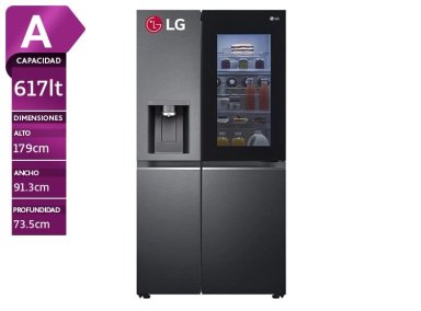 REFRIGERADORA LG SIDE BY SIDE NO FROST GS66SXT 617 L INSTAVIEW NEGRO ACERO