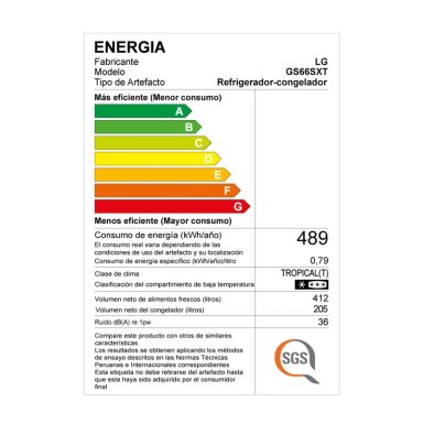 REFRIGERADORA LG SIDE BY SIDE NO FROST GS66SXT 617 L INSTAVIEW NEGRO ACERO - 10