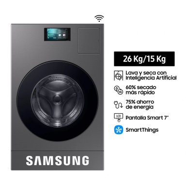 LAVASECA SAMSUNG 26KG / 15KG BOMBA DE CALOR CARGA FRONTAL BESPOKE AI WD26DB8995BZPE - 2