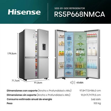REFRIGERADORA HISENSE SIDE BY SIDE NO FROST BCD-668W 631 L - 2