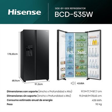 REFRIGERADORA HISENSE SIDE BY SIDE NO FROST BCD-535W 535 L - 9