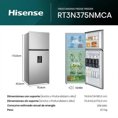 REFRIGERADORA HISENSE TOP FREEZER NO FROST RT3N375NMCA 379 L - 9