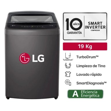 LAVADORA LG CARGA SUPERIOR 19 KG WT19BVTB TURBODRUM NEGRO CLARO
