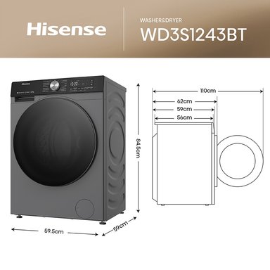 LAVASECA HISENSE 12 KG 8 KG INVERTER CARGA FRONTAL WD3S1243BT - 2