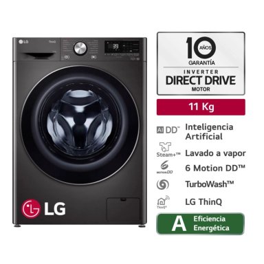 LAVADORA LG CARGA FRONTAL 11 KG WM11BVC3S6 AI DD INTELIGENCIA ARTIFICIAL NEGRO