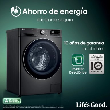 LAVADORA LG CARGA FRONTAL 11 KG WM11BVC3S6 AI DD INTELIGENCIA ARTIFICIAL NEGRO - 8