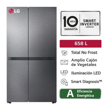 REFRIGERADORA LG 658L GS66BPM SIDE BY SIDE TOTAL NO FROST NEGRO MATE