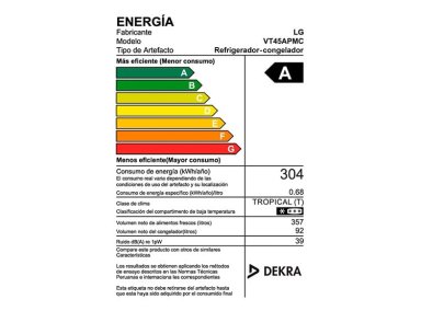 REFRIGERADORA LG 459L VT45APMC TOP FREEZER DOOR COOLING+ PLATEADA - 9