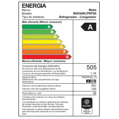 REFRIGERADORA MABE SIDE BY SIDE NO FROST MSD480LPRPS0 - 10