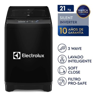 LAVADORA INVERTER ELECTROLUX 21KG NEGRO EWIJ21F2XSYB