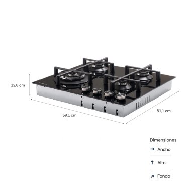 COCINA EMPOTRABLE A GAS SOLE 4 QUEMADORES 3120SOLCO077 - 3