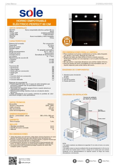 COMBO EMPOTRABLE SOLE COCINA SOLCO034 + HORNO SOLHO010V3 - 9
