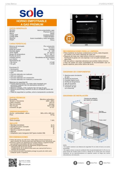 COMBO EMPOTRABLE SOLE COCINA SOLCO040 + HORNO SOLHO007 - 4