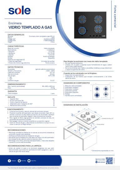 COMBO EMPOTRABLE SOLE COCINA SOLCO049 + CAMPANA EXTRACTORA TURE15COV2 - 4
