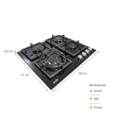 COMBO EMPOTRABLE SOLE COCINA SOLCO040 + CAMPANA EXTRACTORA TURE63CO + HORNO SOLHO009V3 - 6