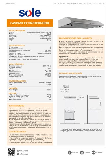COMBO EMPOTRABLE SOLE COCINA SOLCO033 + CAMPANA EXTRACTORA TURE22CO - 4