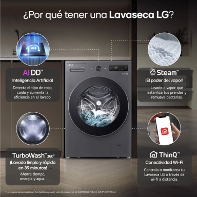LAVASECA LG CARGA FRONTAL 20KG/10KG WD20EGNTSPG AI DD INTELIGENCIA ARTIFICIAL GRAFITO - 4