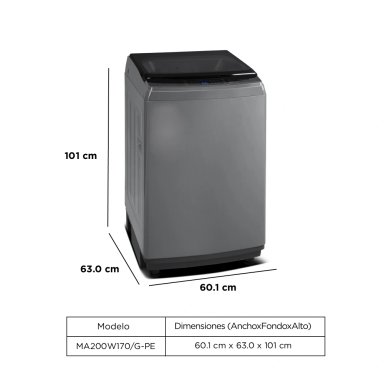 LAVADORA MIDEA CARGA SUPERIOR 17 KG MA200W170/G-PE - 2