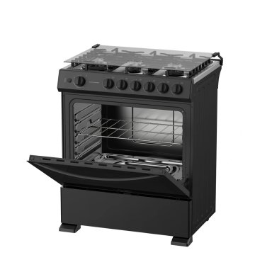 COCINA DE PIE A GAS MIDEA 6 HORNILLAS MGS30TL6B-PE ACERO INOXIDABLE - 6