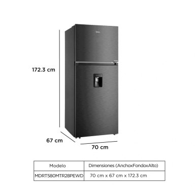 REFRIGERADORA MIDEA TOP FREEZER 409 L MDRT580MTR28PEWD - 3