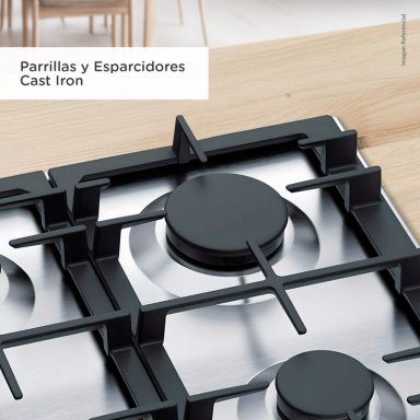 COCINA ENCIMERA A GAS BOSCH PCR9A5B90 5G-90 ACERO INOXIDABLE - 5