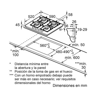 COCINA ENCIMERA A GAS  BOSCH PPP6A6B20 NEGRO - 8