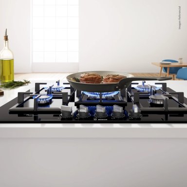 COCINA ENCIMERA A GAS BOSCH PPQ7A6B90 CRYSTAL 5G-70 NEGRO - 3