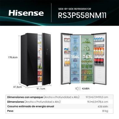 REGRIGERADORA HISENSE SIDE BY SIDE 529L RS3P558NM11 - 5