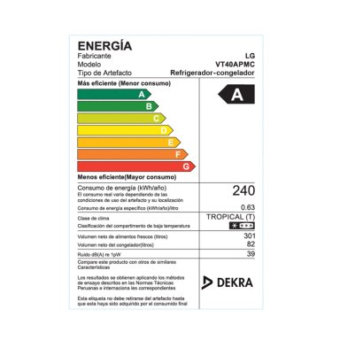 REFRIGERADORA LG TOP FREEZER NO FROST VT40APMC 383L - 12