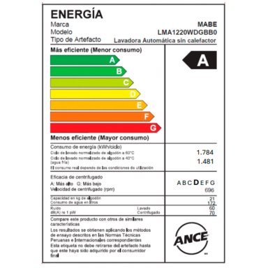 LAVADORA MABE 21KG CARGA SUPERIOR AQUA SAVER GREEN LMA1220WDGBB0 - 7