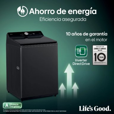 LAVADORA LG CARGA SUPERIOR 22KG WT22OBTX AI DD INTELIGENCIA ARTIFICIAL NEGRO ONYX - 6
