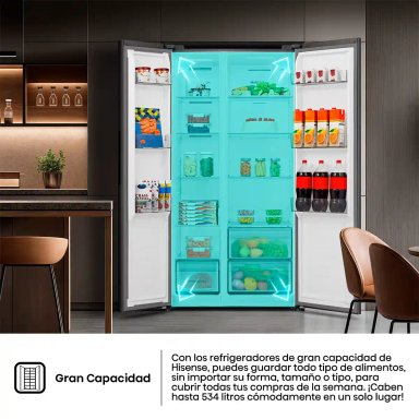 REFRIGERADORA HISENSE SIDE BY SIDE NO FROST RS3P558ESA 529L - 11